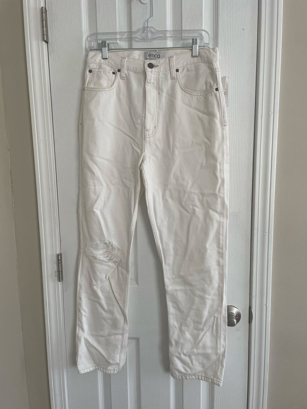 Etica, Finn Slim Straight White Womens Jean, A72